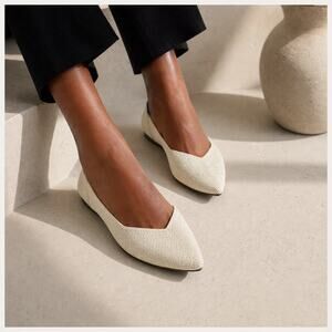 Rothy's SZ 7.5 The Point ll Diamond Twill Pattern MACHINE WASHABLE Ballet Flat